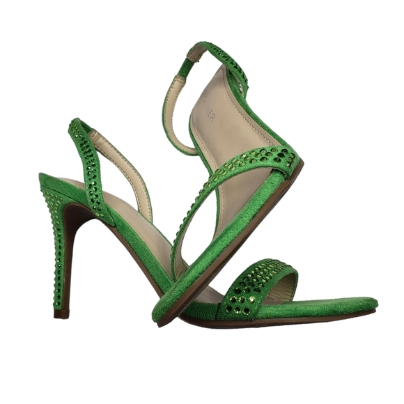 Marc Fisher | Batila Lime Green Embellished Open Toe Stiletto Heels Women's 7 - Picture 5 of 12
